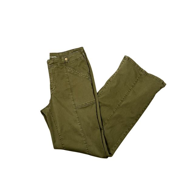 Anthropologie Pilcro The Demilune Boot Utility Flare Pant Green Women's Size 28 - Picture 1 of 11